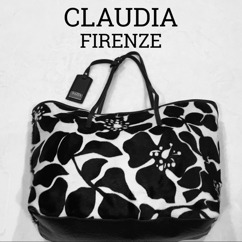 Claudia Firenze Italian Leather Cow Fur Tote